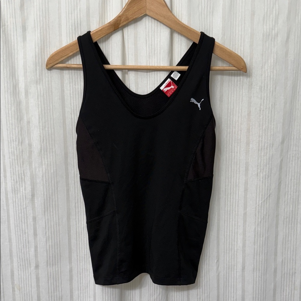 Puma Black Athletic Tank Top with Mesh Panels